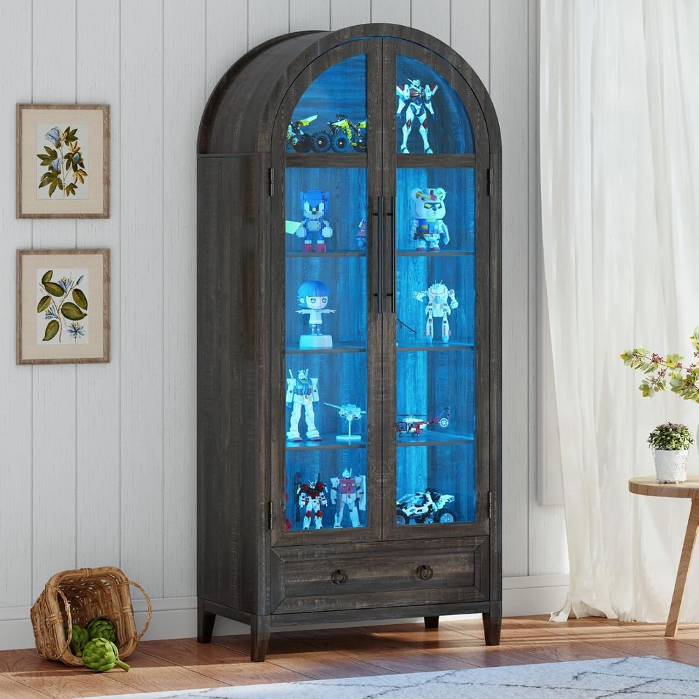 Lighting & Home Decor Studio - 73 Kavisli Camlı Vitrin, 4 Katlı,