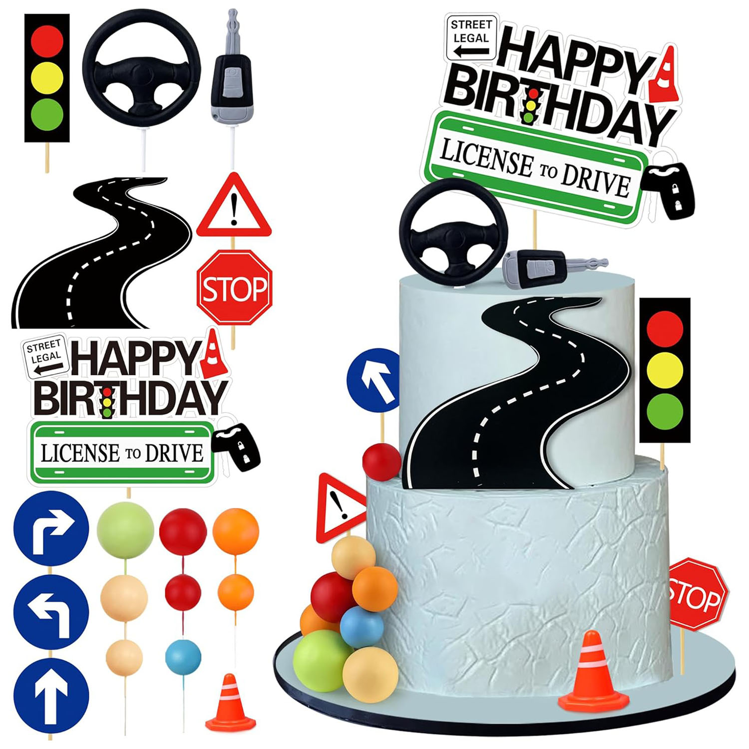 Lighting Mcqueen Birthday Decor - Ehliyet Pasta Topper Yeni Sürücü Pasta