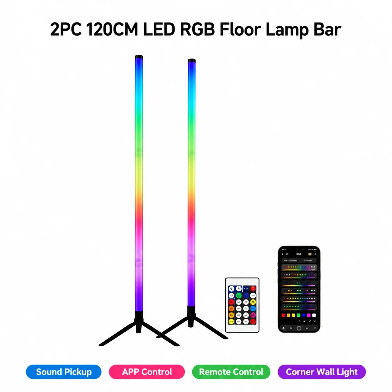 Lighting Decor For Bedroom - 2'li Paket RGB LED Köşe Lambası,