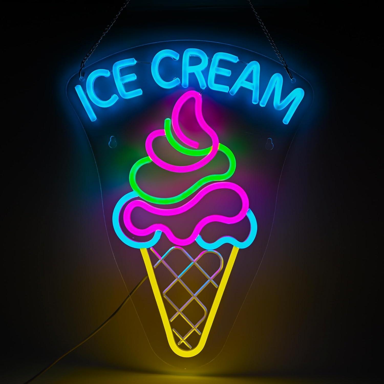 Lighting Decor For Bedroom - Dondurma Neon Tabelası Kısılabilir Tatlı Barı