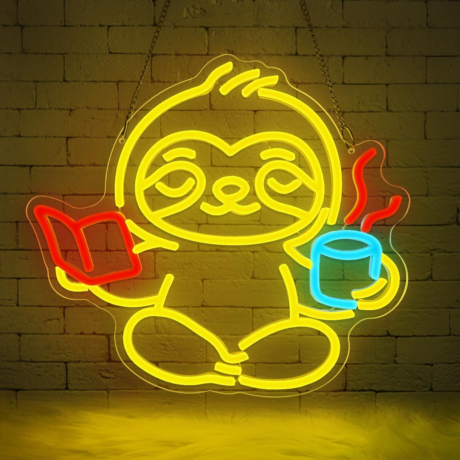 Lighting Decor For Home - Tembel Hayvan Neon Tabela USB Kısılabilir