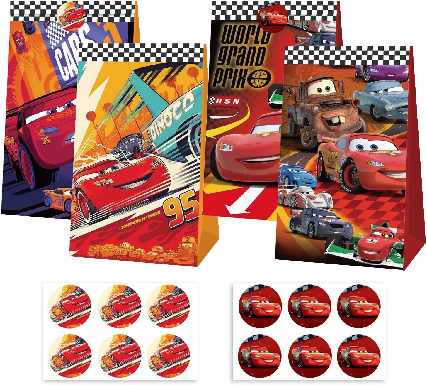 Lighting Mcqueen Birthday Decor - Sevimli Arabalar Parti Hediye Çantaları Çıkartmalı,