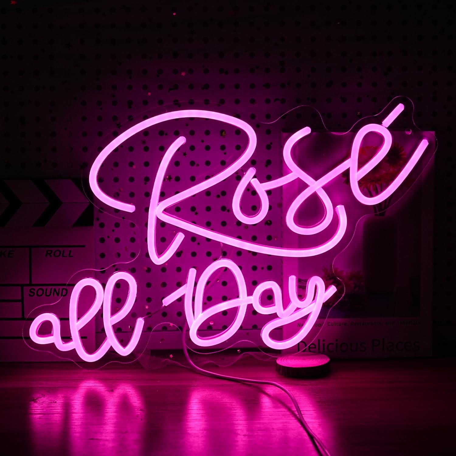 Wedding Lighting And Decor - Gül Tüm Gün Neon Işık İşareti