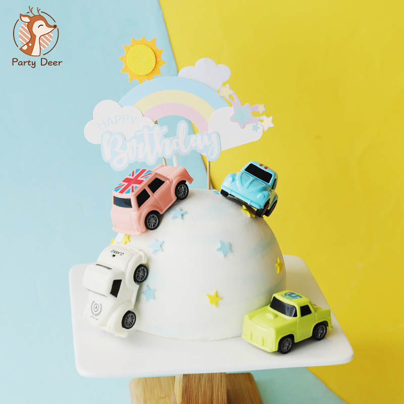 Lighting Mcqueen Birthday Decor - Mini Araba genel seferberlik kek dekorasyon