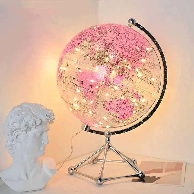 Lighting World Decor - Flaş LED Işıklı Dünya Küresi, Şeffaf