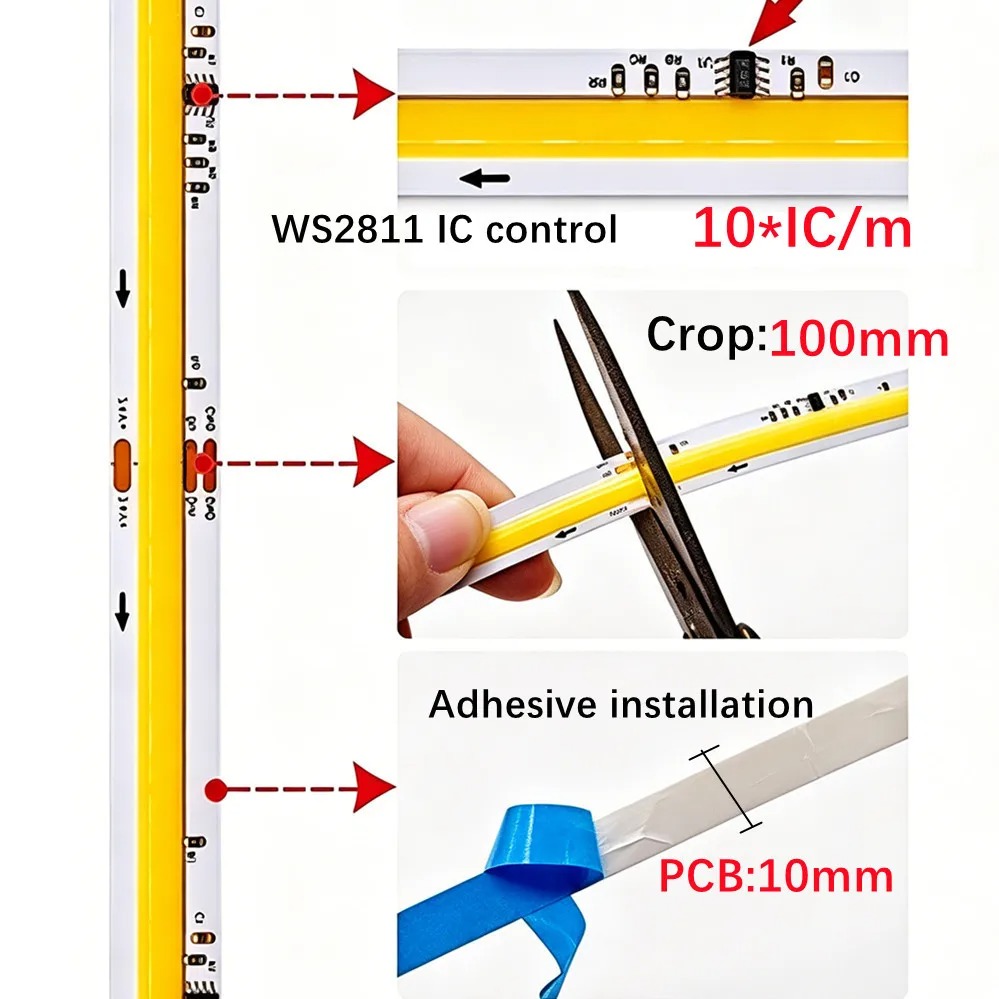 DC24V WS2811 COB LED Şerit Adr - Decor Lighting Address incelemesi ve fiyatı