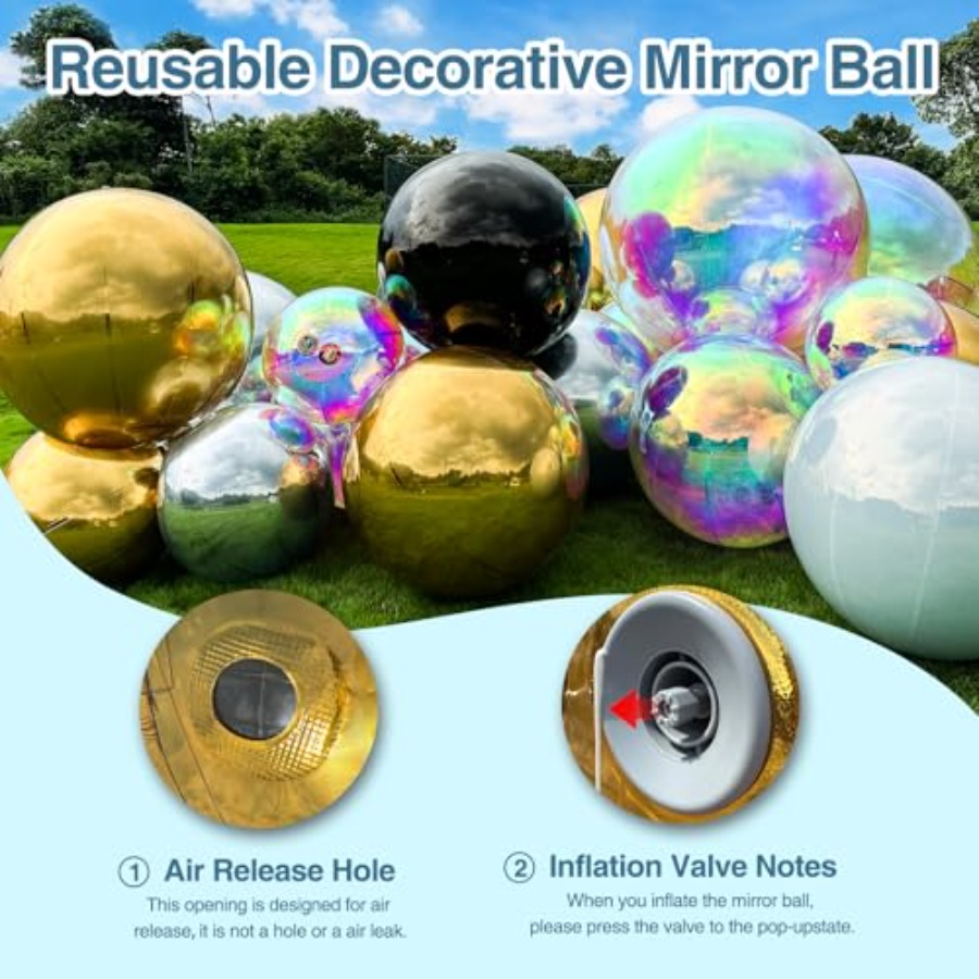 3 Adet Gümüş Şişme Aynalı Top, - Disco Ball Mirror incelemesi ve fiyatı