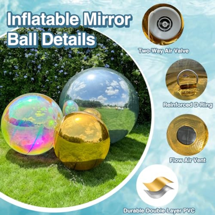 3 Adet Gümüş Şişme Aynalı Top, - Disco Ball Mirror incelemesi ve fiyatı