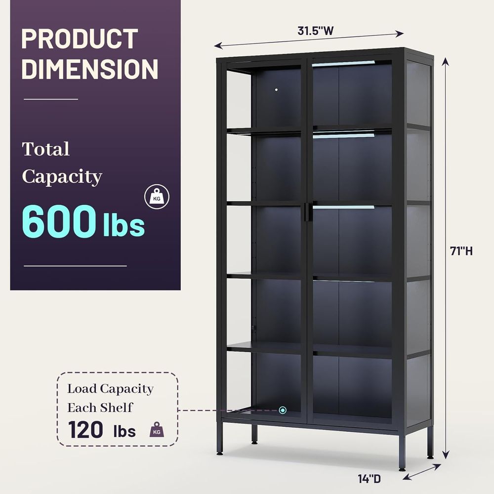 71 Yüksek Camlı Vitrin Dolabı, - Lighting & Home Decor Studio incelemesi ve fiyatı