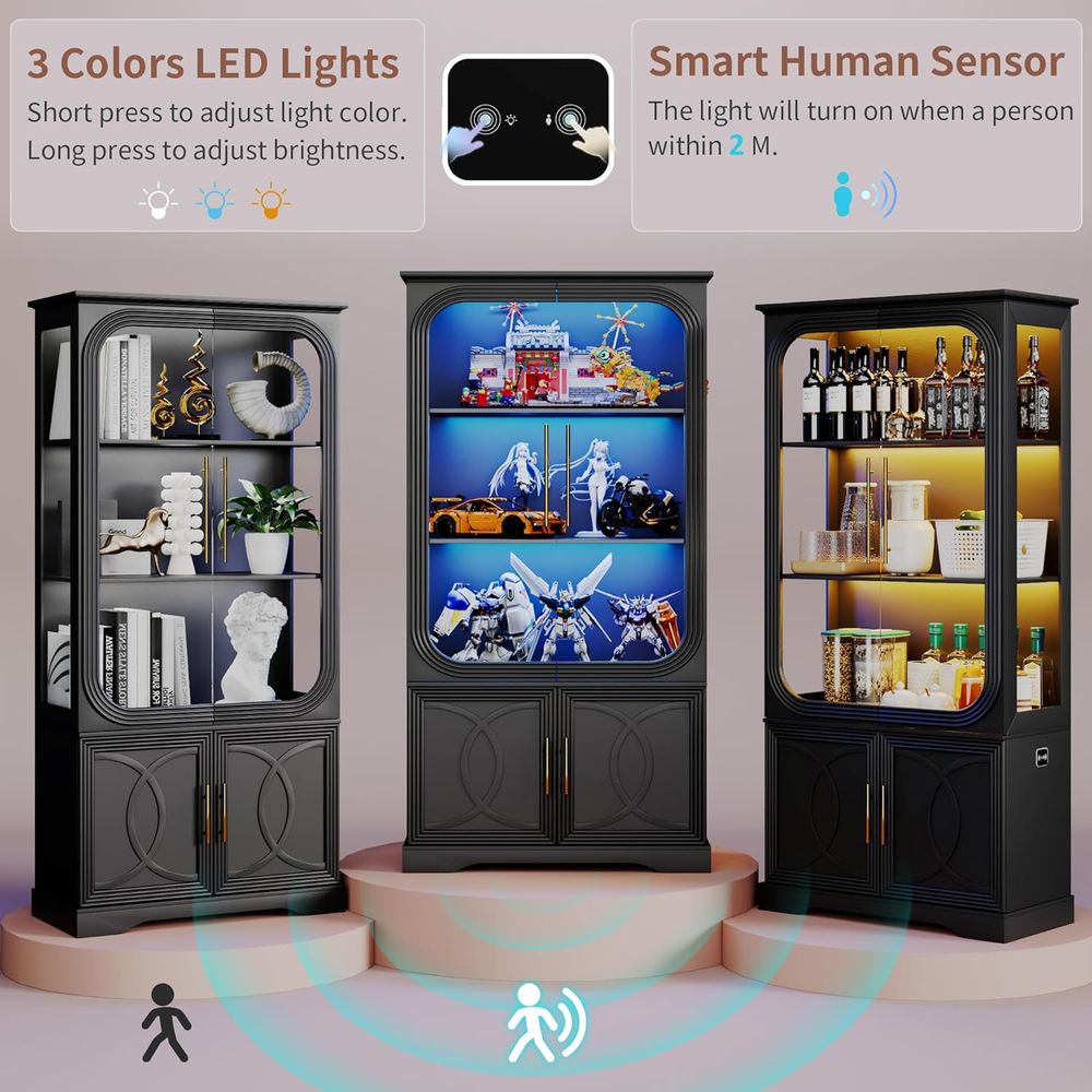 2 adet cam kapaklı ahşap vitri - Lighting & Home Decor Studio incelemesi ve fiyatı